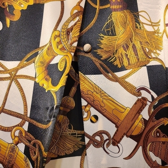 Tess | Vintage Nautical Paroque Print Peplum Blouse (Size 12) - Picture 8 of 13